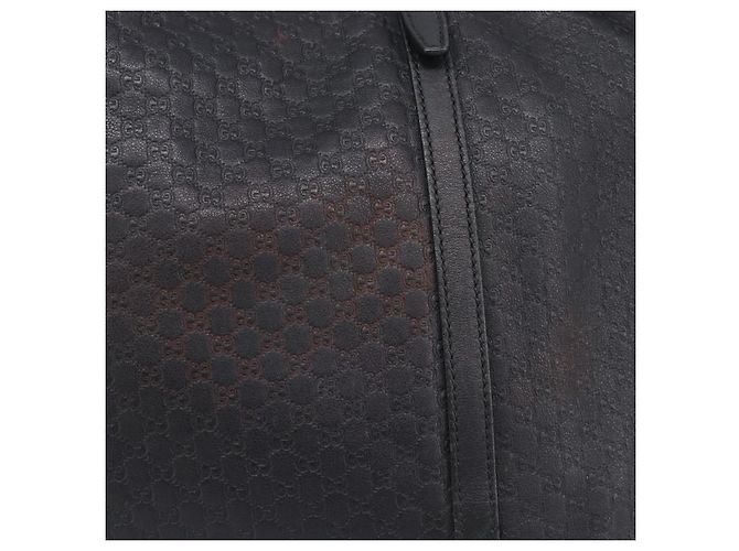 Borsa Tote GUCCI Micro GG Canvas Guccissima Pelle Nero Oro 449647 Auth ka6642 - vista 4