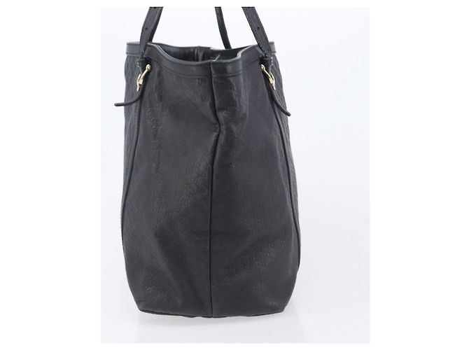 Borsa Tote GUCCI Micro GG Canvas Guccissima Pelle Nero Oro 449647 Auth ka6642 - vista 5