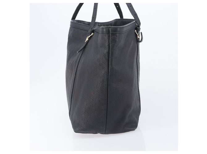 Borsa Tote GUCCI Micro GG Canvas Guccissima Pelle Nero Oro 449647 Auth ka6642 - vista 6