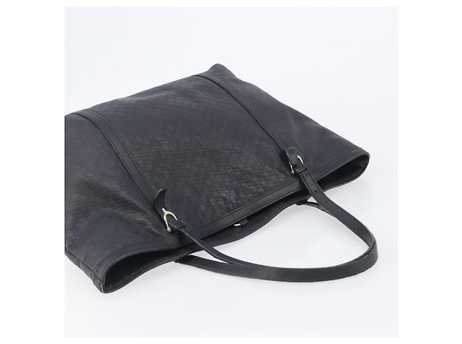 Borsa Tote GUCCI Micro GG Canvas Guccissima Pelle Nero Oro 449647 Auth ka6642 - vista 8