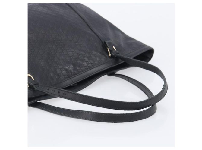 Borsa Tote GUCCI Micro GG Canvas Guccissima Pelle Nero Oro 449647 Auth ka6642 - vista 9