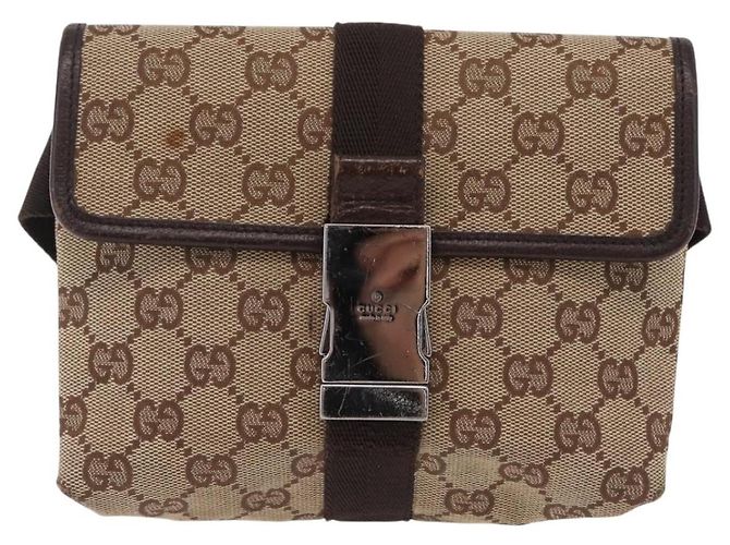 Borsello da vita GUCCI GG Canvas Beige Silver 131236 Auth 208149 Argento - vista 2