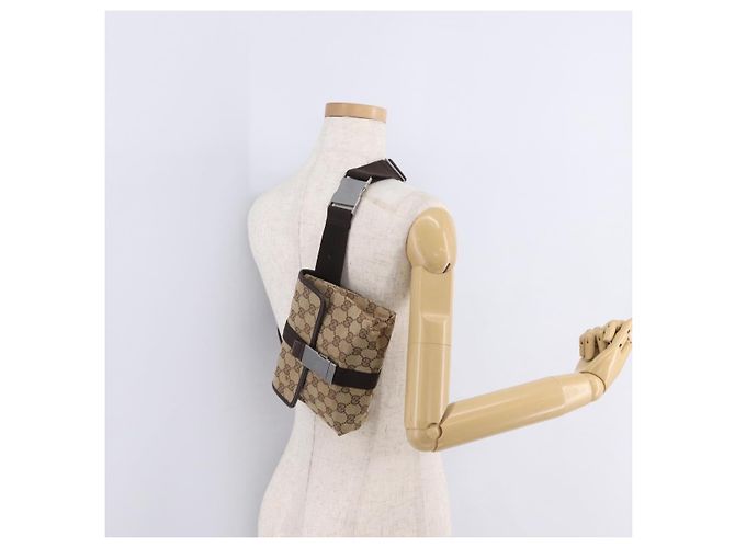 Borsello da vita GUCCI GG Canvas Beige Silver 131236 Auth 208149 Argento - vista 27
