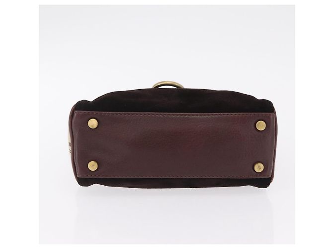 Borsa a mano BURBERRY Suede Dark Brown Gold Auth ep16404 D'oro Marrone scuro - vista 10