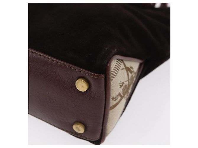 Borsa a mano BURBERRY Suede Dark Brown Gold Auth ep16404 D'oro Marrone scuro - vista 12