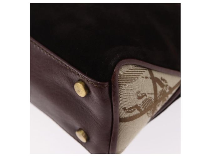 Borsa a mano BURBERRY Suede Dark Brown Gold Auth ep16404 D'oro Marrone scuro - vista 14