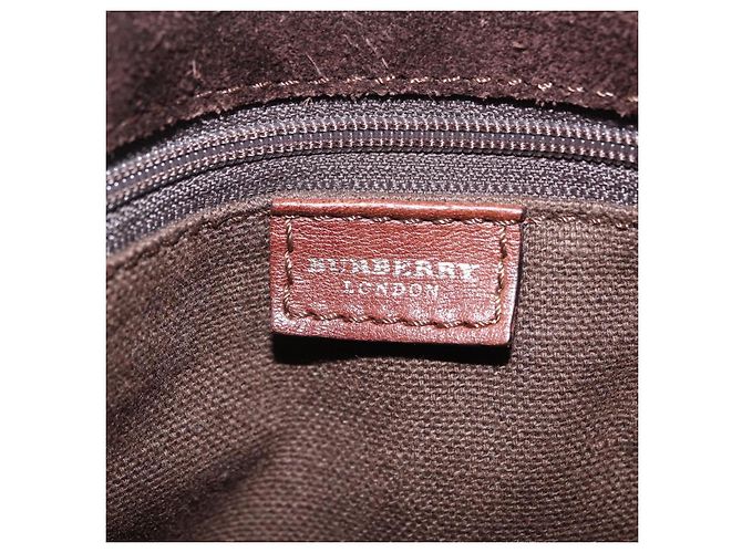 Borsa a mano BURBERRY Suede Dark Brown Gold Auth ep16404 D'oro Marrone scuro - vista 16