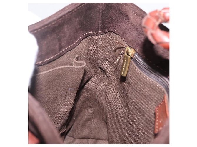Borsa a mano BURBERRY Suede Dark Brown Gold Auth ep16404 D'oro Marrone scuro - vista 19