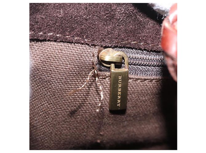 Borsa a mano BURBERRY Suede Dark Brown Gold Auth ep16404 D'oro Marrone scuro - vista 20