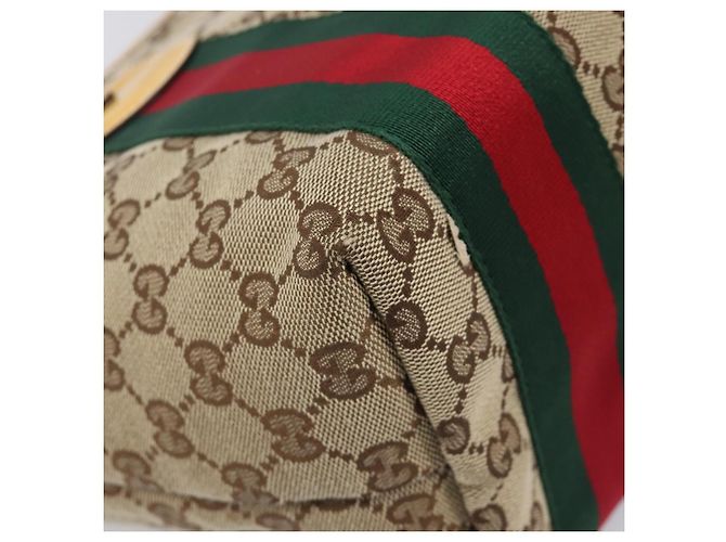 Borsa Tote GUCCI GG Canvas Web Sherry Line Beige Gold 211971 Auth 208769V D'oro - vista 13