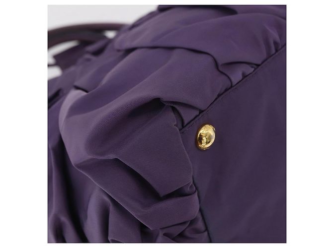 Borsa a Mano PRADA Nylon Viola Tono Oro Auth am12845A Porpora - vista 14