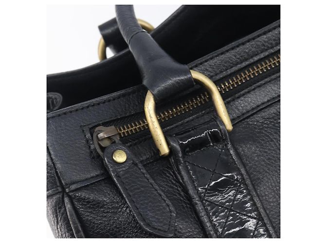 Borsa a mano BURBERRY in pelle nera e oro autentica ki6914A - vista 16