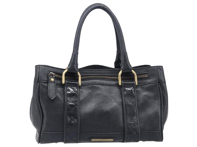 Borsa a mano BURBERRY in pelle nera e oro autentica ki6914A - vista 2