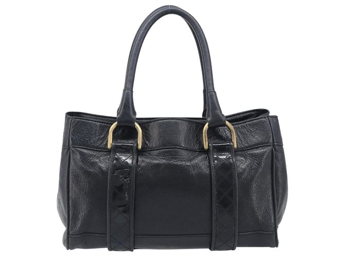 Borsa a mano BURBERRY in pelle nera e oro autentica ki6914A - vista 3