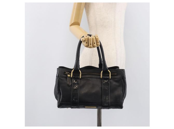 Borsa a mano BURBERRY in pelle nera e oro autentica ki6914A - vista 30