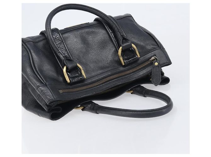 Borsa a mano BURBERRY in pelle nera e oro autentica ki6914A - vista 6