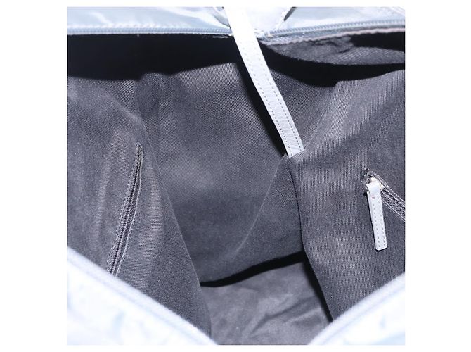 Borsa Tote CHANEL Paris New York Line Matelasse Nylon Grigio Argento CC Auth bs37569V Marrone - vista 21