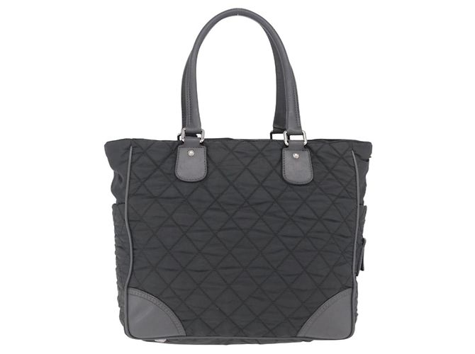 Borsa Tote CHANEL Paris New York Line Matelasse Nylon Grigio Argento CC Auth bs37569V Marrone - vista 3