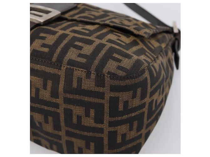 Borsa a Tracolla FENDI Zucca Canvas Mamma Baguette Marrone Argento Auth 207296A - vista 10