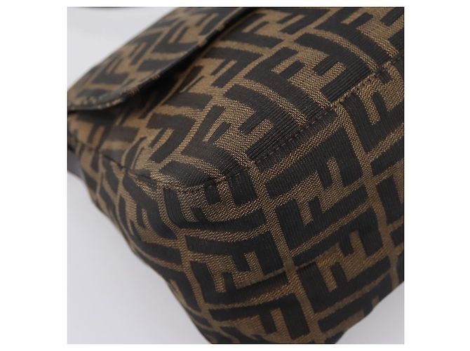 Borsa a Tracolla FENDI Zucca Canvas Mamma Baguette Marrone Argento Auth 207296A - vista 11