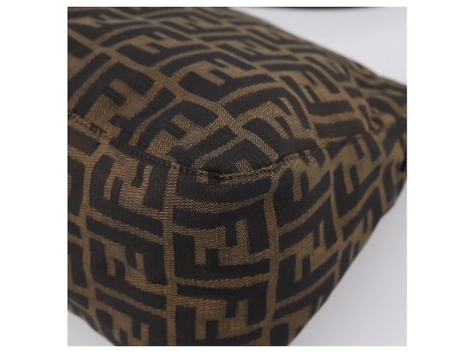 Borsa a Tracolla FENDI Zucca Canvas Mamma Baguette Marrone Argento Auth 207296A - vista 12