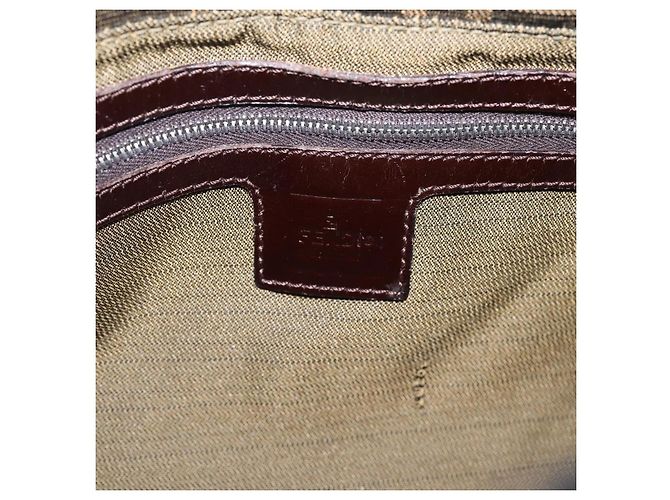 Borsa a Tracolla FENDI Zucca Canvas Mamma Baguette Marrone Argento Auth 207296A - vista 18