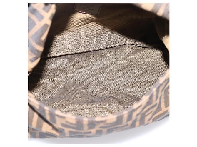 Borsa a Tracolla FENDI Zucca Canvas Mamma Baguette Marrone Argento Auth 207296A - vista 19