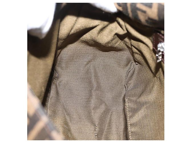 Borsa a Tracolla FENDI Zucca Canvas Mamma Baguette Marrone Argento Auth 207296A - vista 21