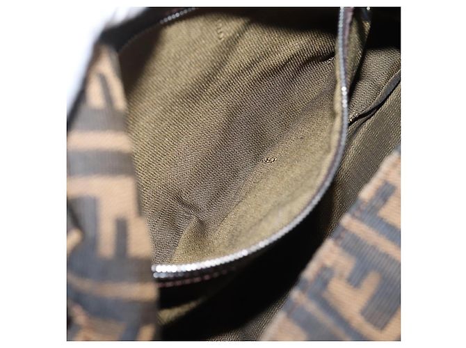 Borsa a Tracolla FENDI Zucca Canvas Mamma Baguette Marrone Argento Auth 207296A - vista 23