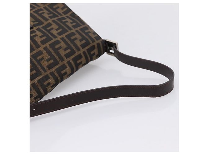 Borsa a Tracolla FENDI Zucca Canvas Mamma Baguette Marrone Argento Auth 207296A - vista 7