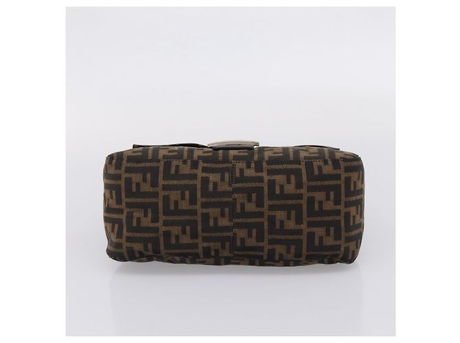 Borsa a Tracolla FENDI Zucca Canvas Mamma Baguette Marrone Argento Auth 207296A - vista 9