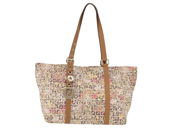 FENDI Zucchino Canvas Tote Bag Multicolor Gold 8BH215 Auth 208580V Mehrfarben Golden - Ansicht 2