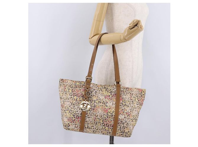 FENDI Zucchino Canvas Tote Bag Multicolor Gold 8BH215 Auth 208580V Mehrfarben Golden - Ansicht 25