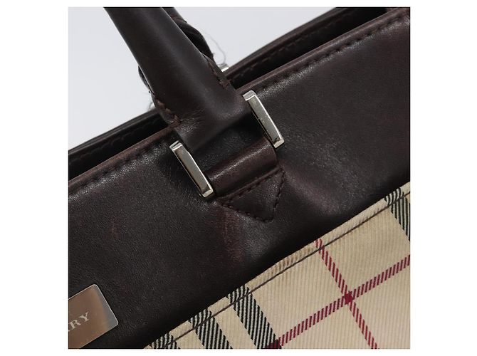 Borsa a mano BURBERRY Nova Check Canvas Beige Silver Auth 208144 Argento - vista 18