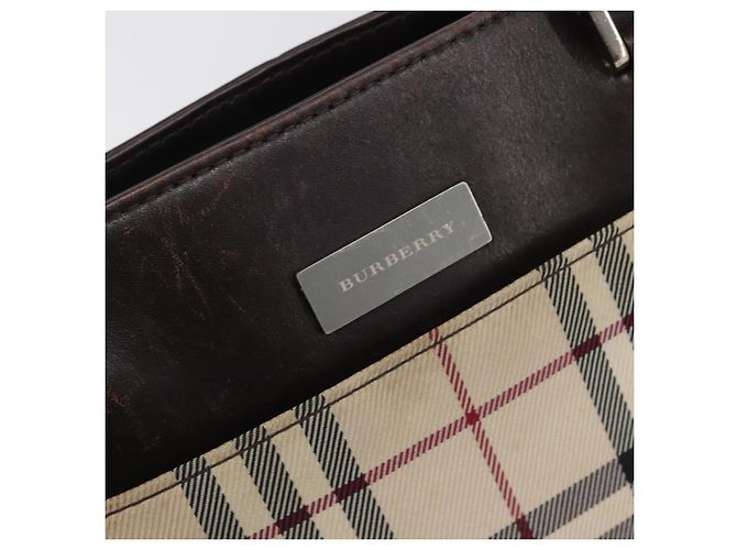 Borsa a mano BURBERRY Nova Check Canvas Beige Silver Auth 208144 Argento - vista 19