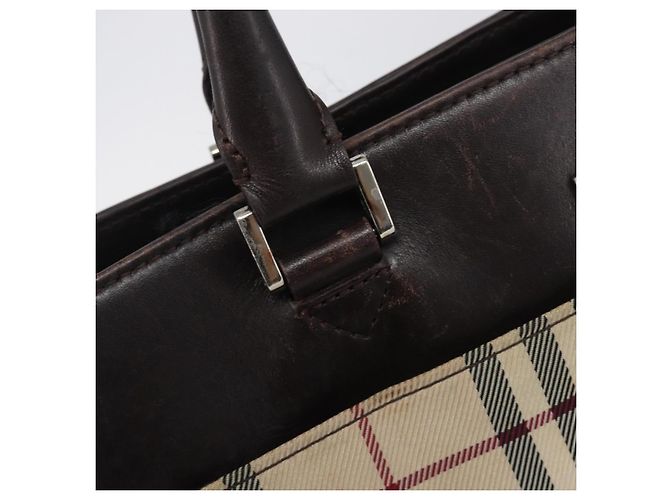 Borsa a mano BURBERRY Nova Check Canvas Beige Silver Auth 208144 Argento - vista 20