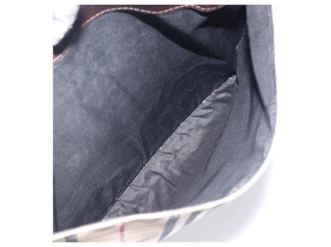 Borsa a mano BURBERRY Nova Check Canvas Beige Silver Auth 208144 Argento - vista 29