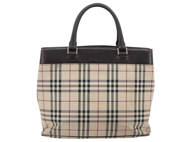 Borsa a mano BURBERRY Nova Check Canvas Beige Silver Auth 208144 Argento - vista 3