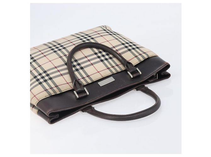 Borsa a mano BURBERRY Nova Check Canvas Beige Silver Auth 208144 Argento - vista 7