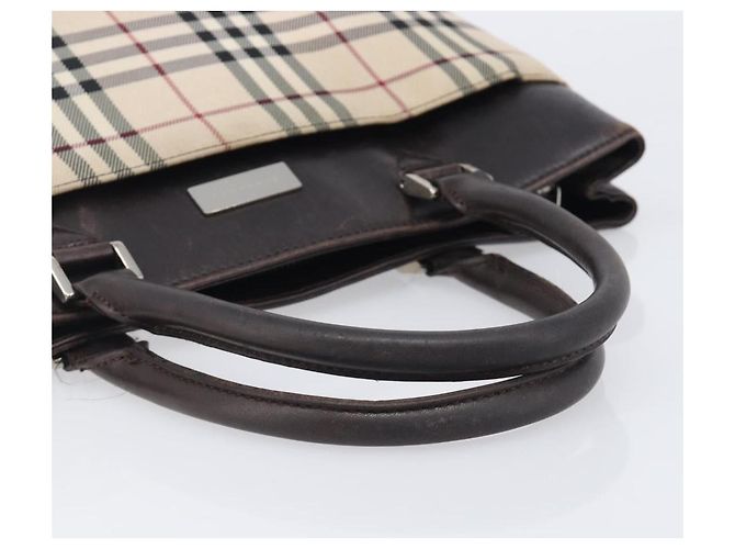 Borsa a mano BURBERRY Nova Check Canvas Beige Silver Auth 208144 Argento - vista 8