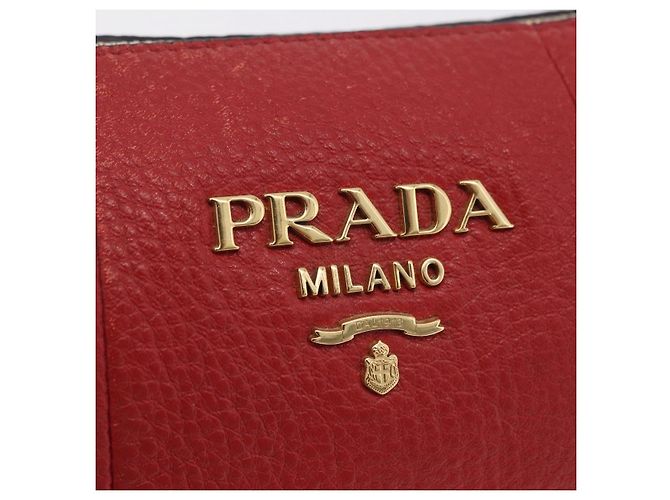 Borsa a Tracolla PRADA Pelle Rossa Oro Auth 209262A Rosso D'oro - vista 20