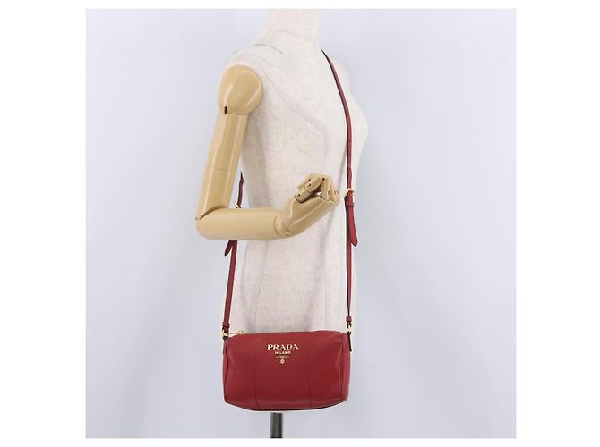 Borsa a Tracolla PRADA Pelle Rossa Oro Auth 209262A Rosso D'oro - vista 28