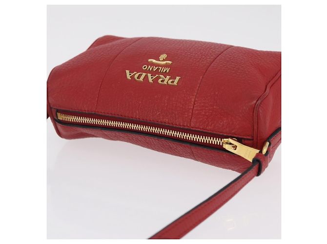 Borsa a Tracolla PRADA Pelle Rossa Oro Auth 209262A Rosso D'oro - vista 7