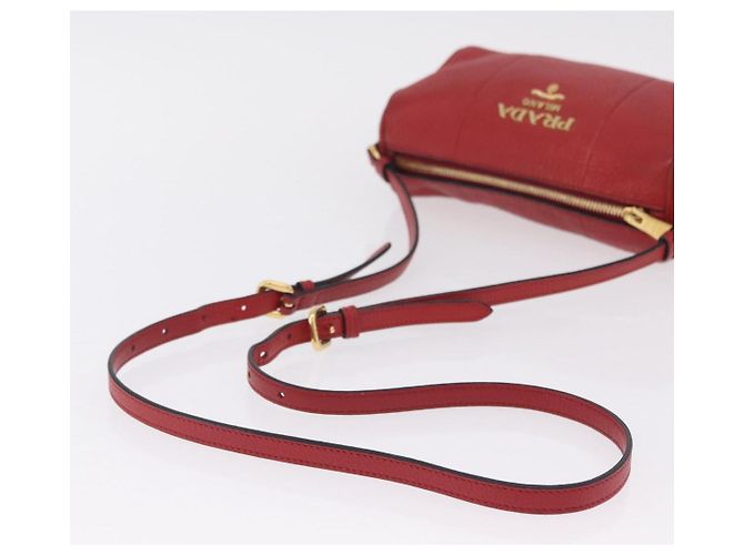Borsa a Tracolla PRADA Pelle Rossa Oro Auth 209262A Rosso D'oro - vista 9