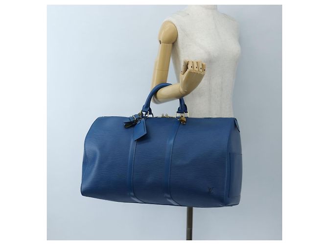 LOUIS VUITTON Epi Keepall 50 Boston Bag Blue M42965 LV Auth am12687V - vista 22
