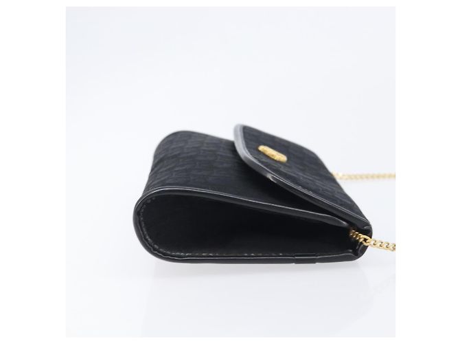 Borsa a Tracolla con Catena Christian Dior Trotter Canvas Nero Oro Auth 208710V - vista 4