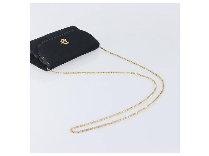 Borsa a Tracolla con Catena Christian Dior Trotter Canvas Nero Oro Auth 208710V - vista 7