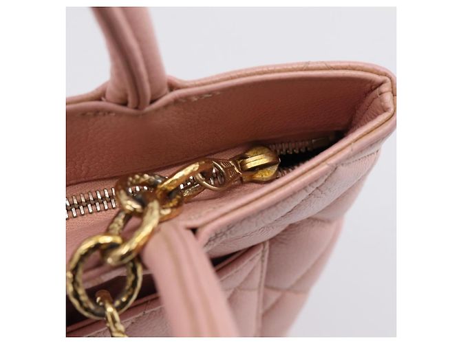 CHANEL Standard Tote Bag Caviar Leder Pink Gold CC Auth 208641V Golden - Ansicht 16