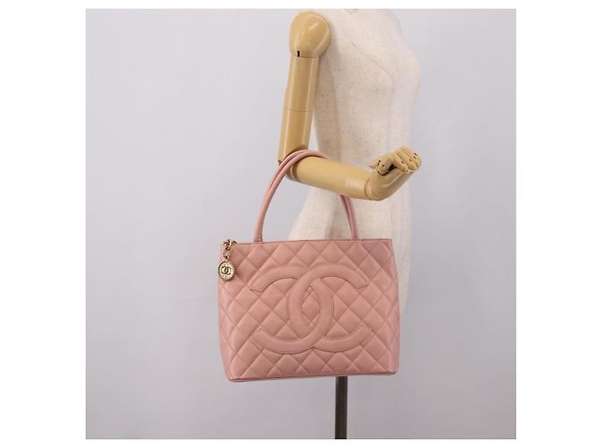 CHANEL Standard Tote Bag Caviar Leder Pink Gold CC Auth 208641V Golden - Ansicht 26