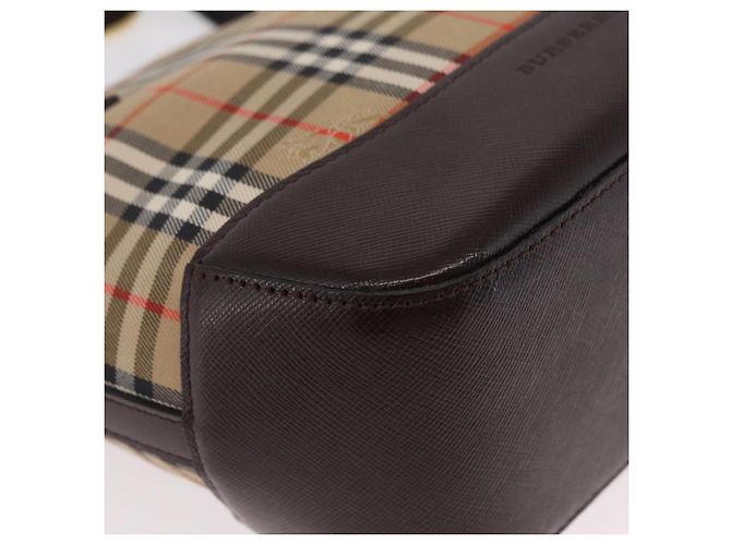 Borsa a mano BURBERRY Nova Check Canvas Beige Gold Auth 207846A D'oro - vista 10